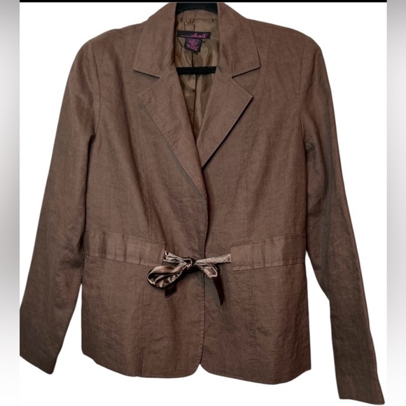 Willi Smith brown vintage classic linen blazer, size 10. - Picture 1 of 3